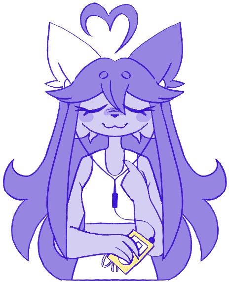 cake contentedly listening to music on an ipod